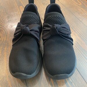 Skechers Girls Black Slip-On Sneakers with Bow